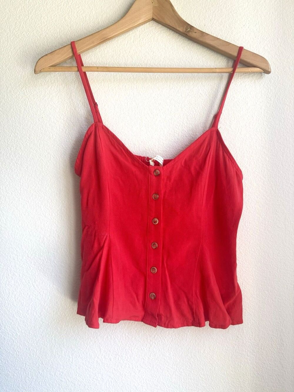 Lovestitch Womans Red Shirt Small NWT Spaghetti Strap Button Down Cami